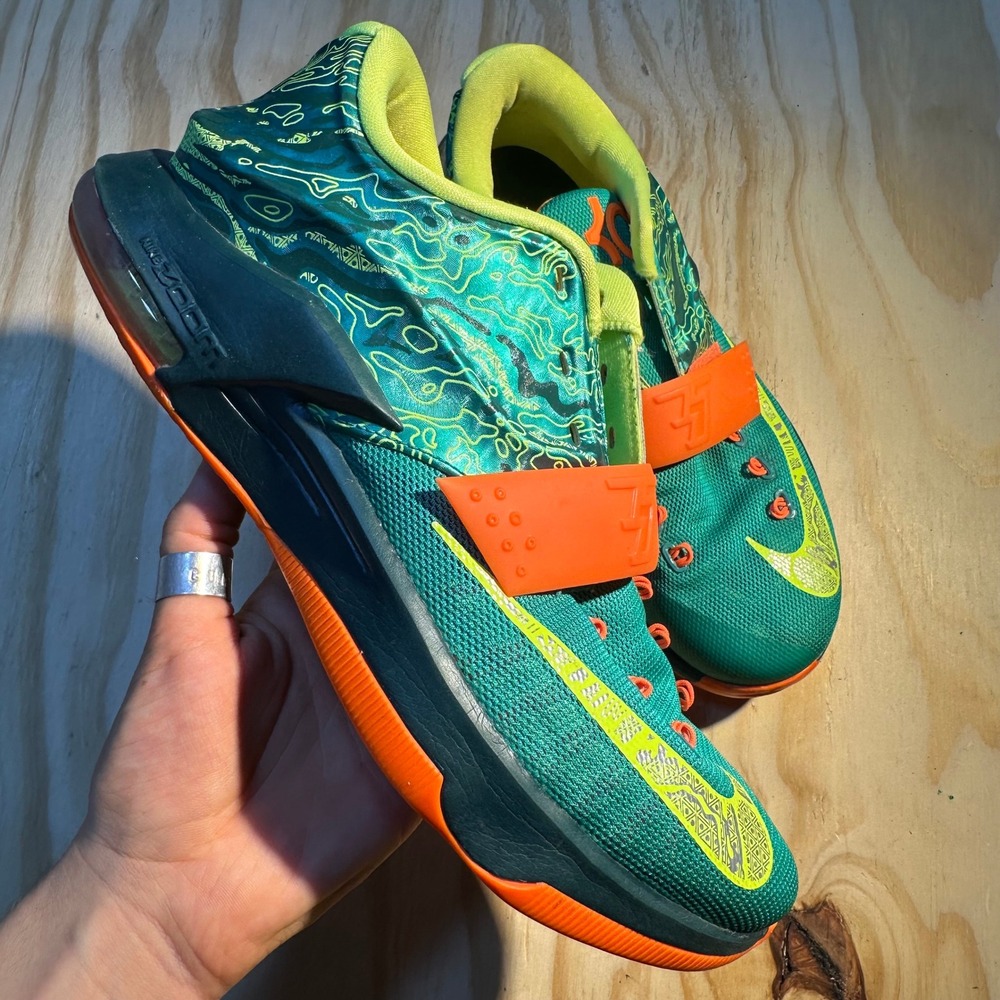 Nike Men's KD 7 Uprising Hyper Jade Volt weatherman Basketball Shoes Size 8.5